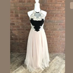 Blondie Nites Halter A-Line Formal Prom Dress